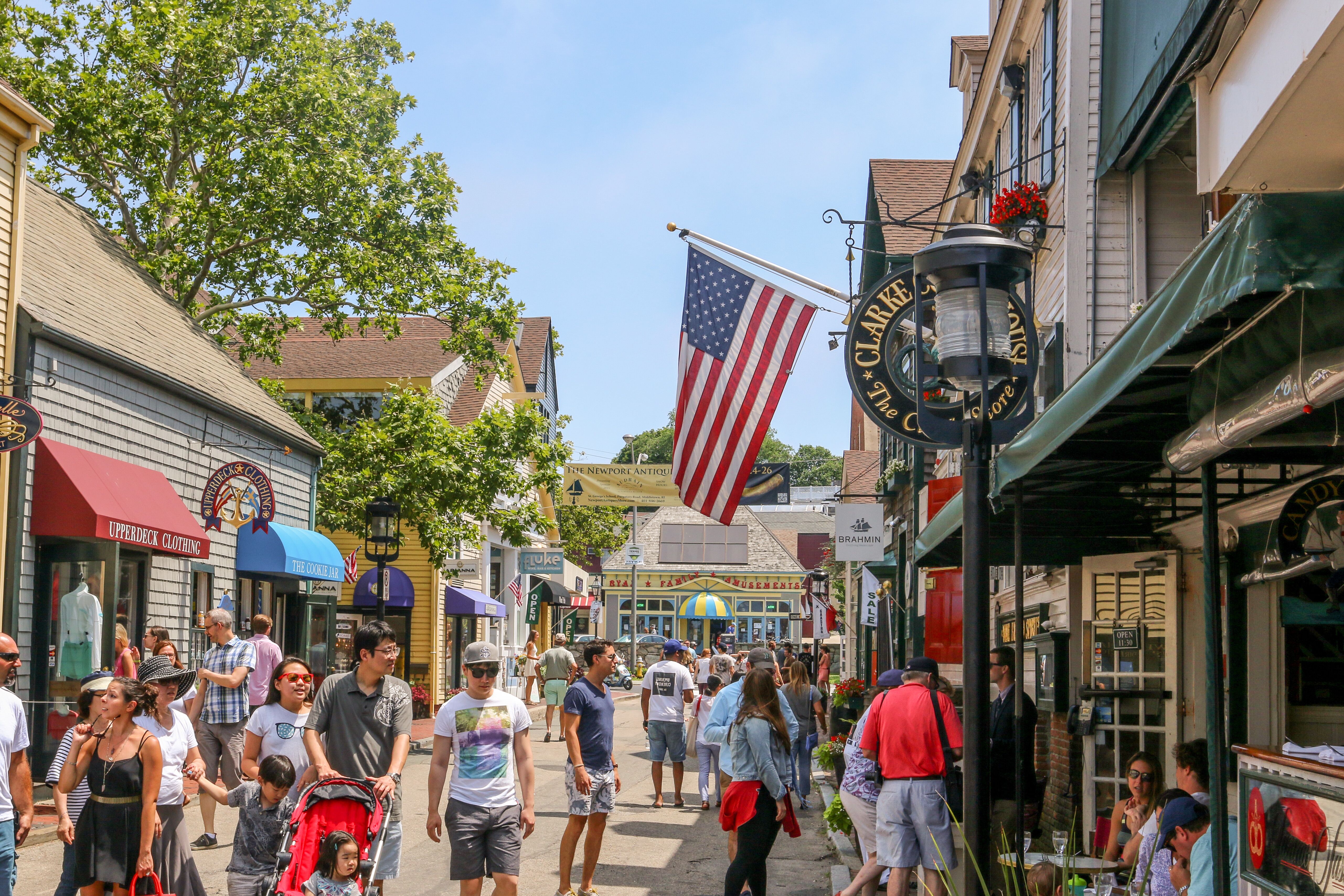 Die Gegend des Bannister's Wharf in Newport, Rhode Island