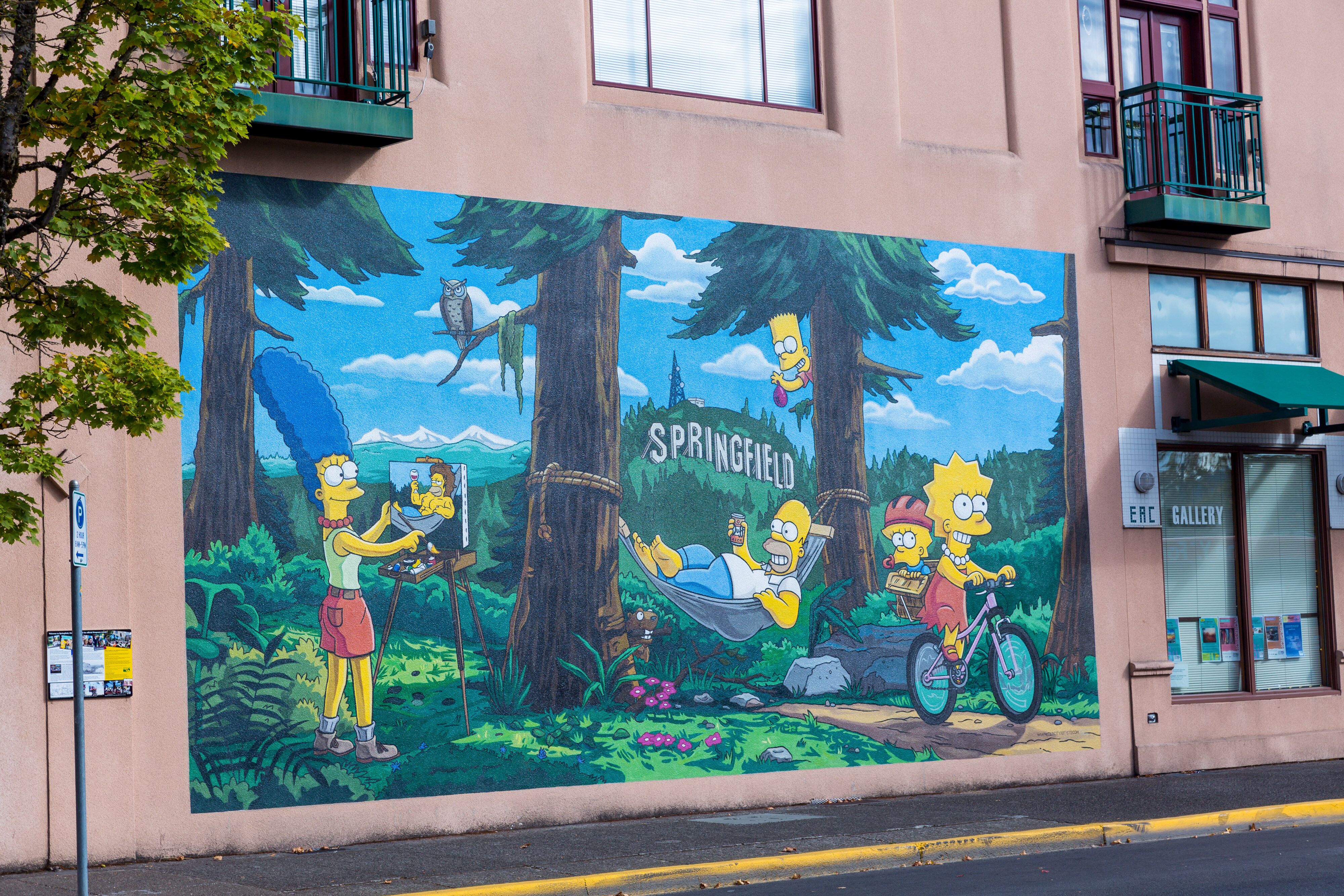 Wandmalerei der Simpsons in Springfield, Oregon