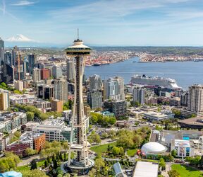 Der Blick auf den Port of Seattle in Washington