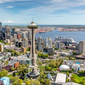 Der Blick auf den Port of Seattle in Washington