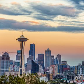 Seattle Skyline bei Sonnenuntergang