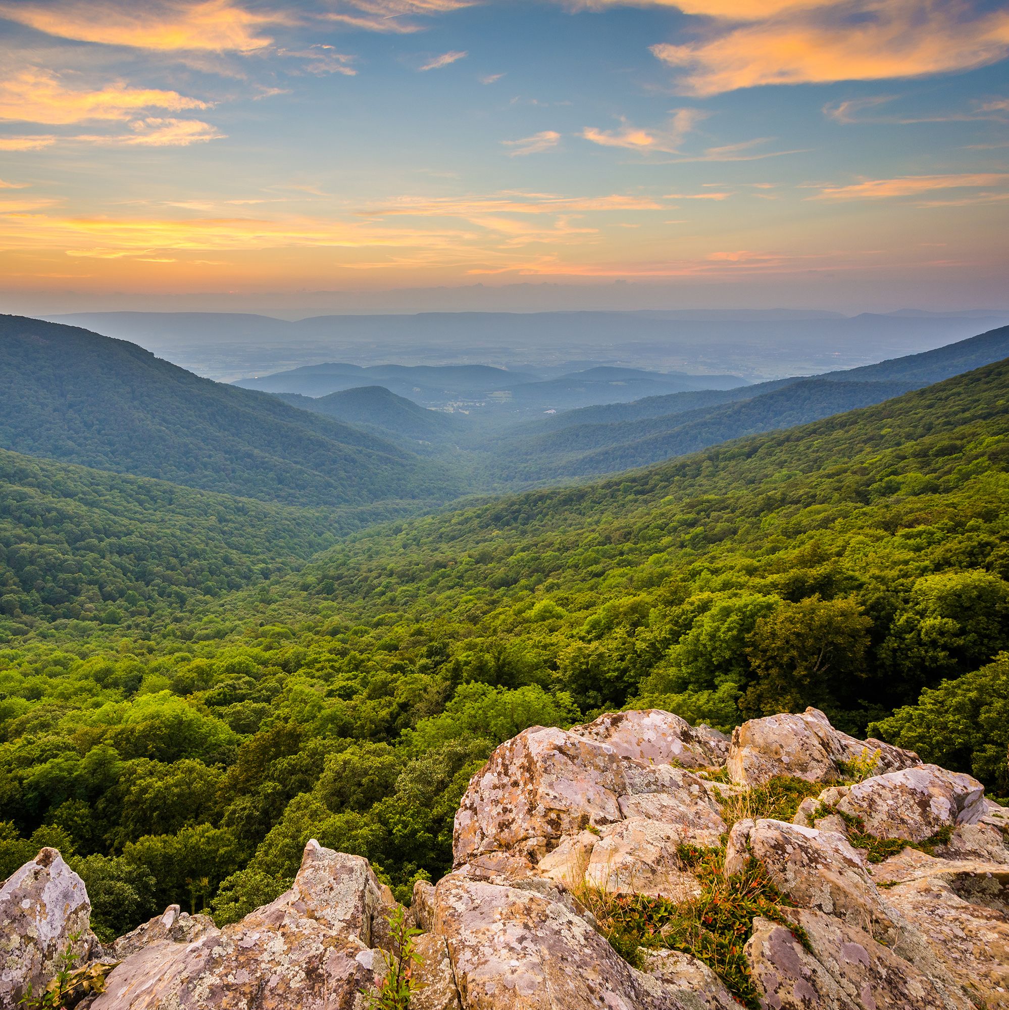 Sonnenuntergang Ã¼ber dem Shenandoah Valley