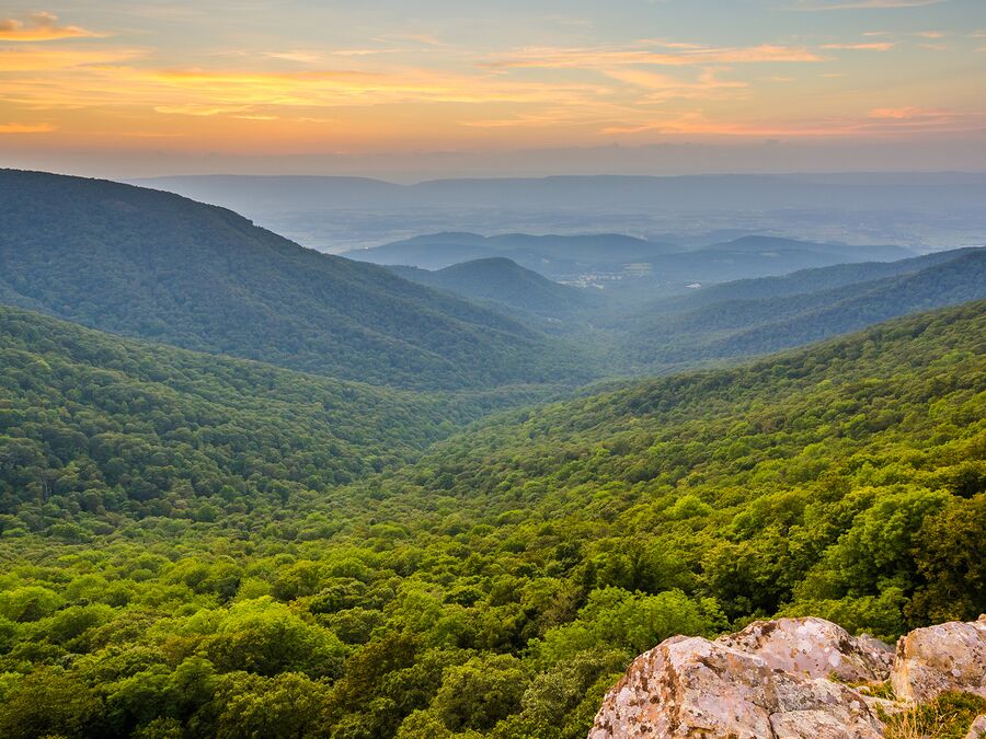 Sonnenuntergang Ã¼ber dem Shenandoah Valley
