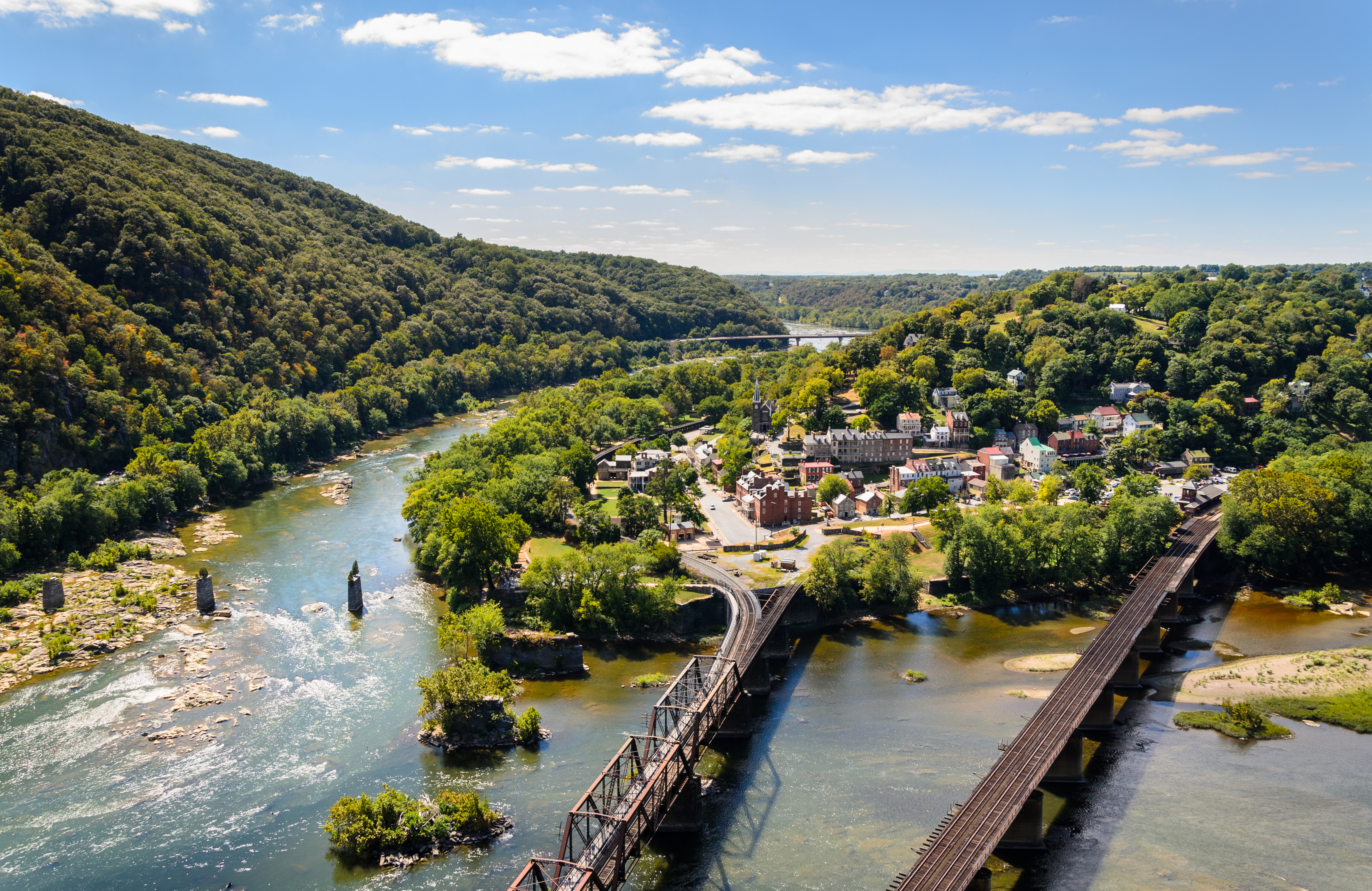 Im Harpers Ferry National Historical Park treffen sich der Shenandoah River und der Potomac River