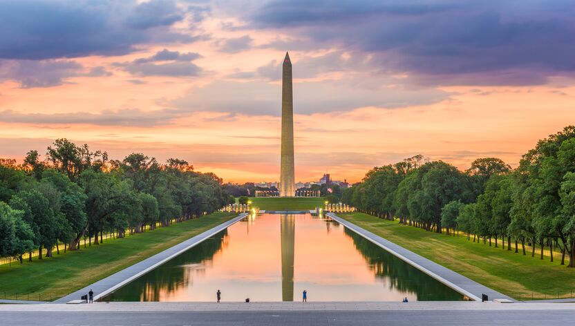Das Washington Monument im Licht des Sonnenuntergangs Das Washington Monument im Licht des Sonnenuntergangs