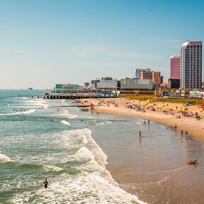 Himmlischer Sandstrand von Atlantic City in New Jersey