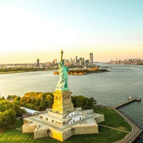 Luftaufnahme Liberty Island und der Freiheitsstatue, New York Luftaufnahme Liberty Island und der Freiheitsstatue, New York