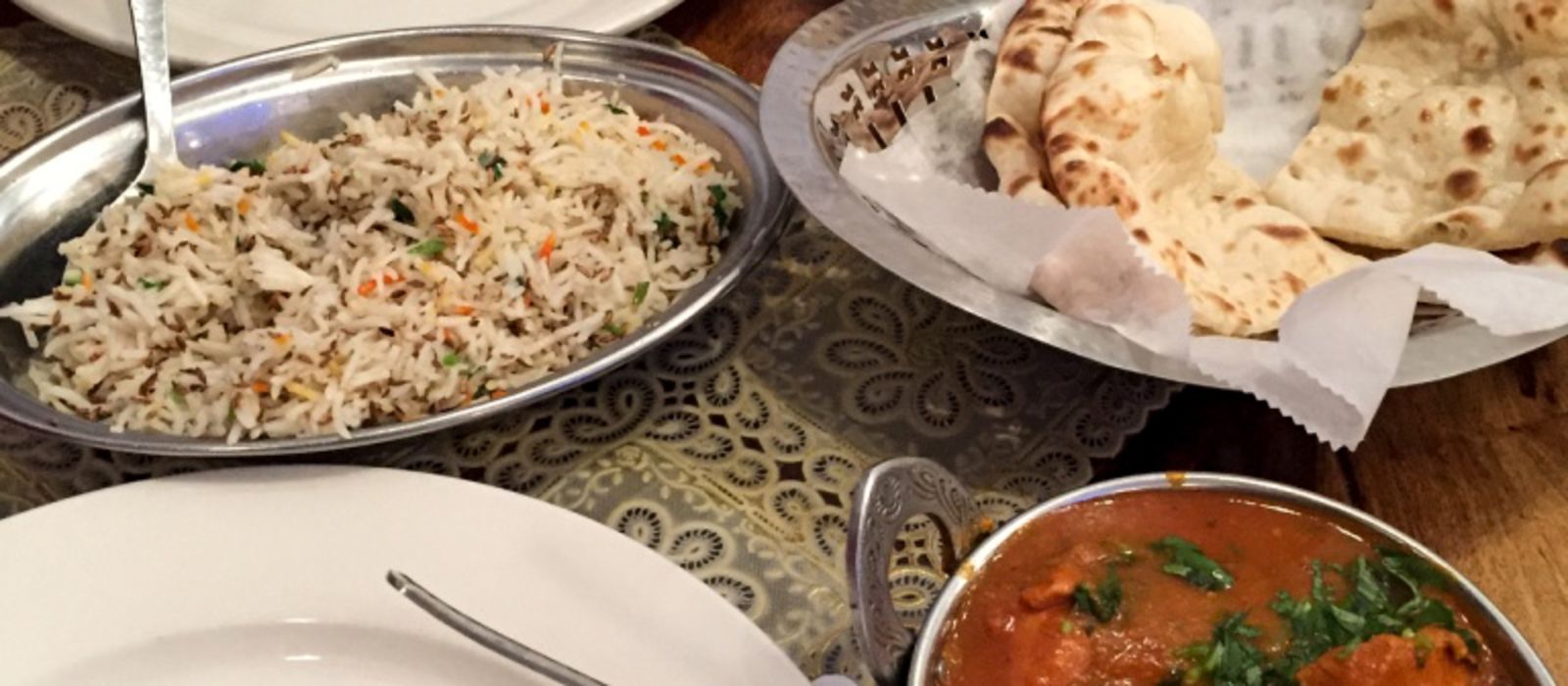 Leckere Gerichte eines Mughlai Restaurants in New York