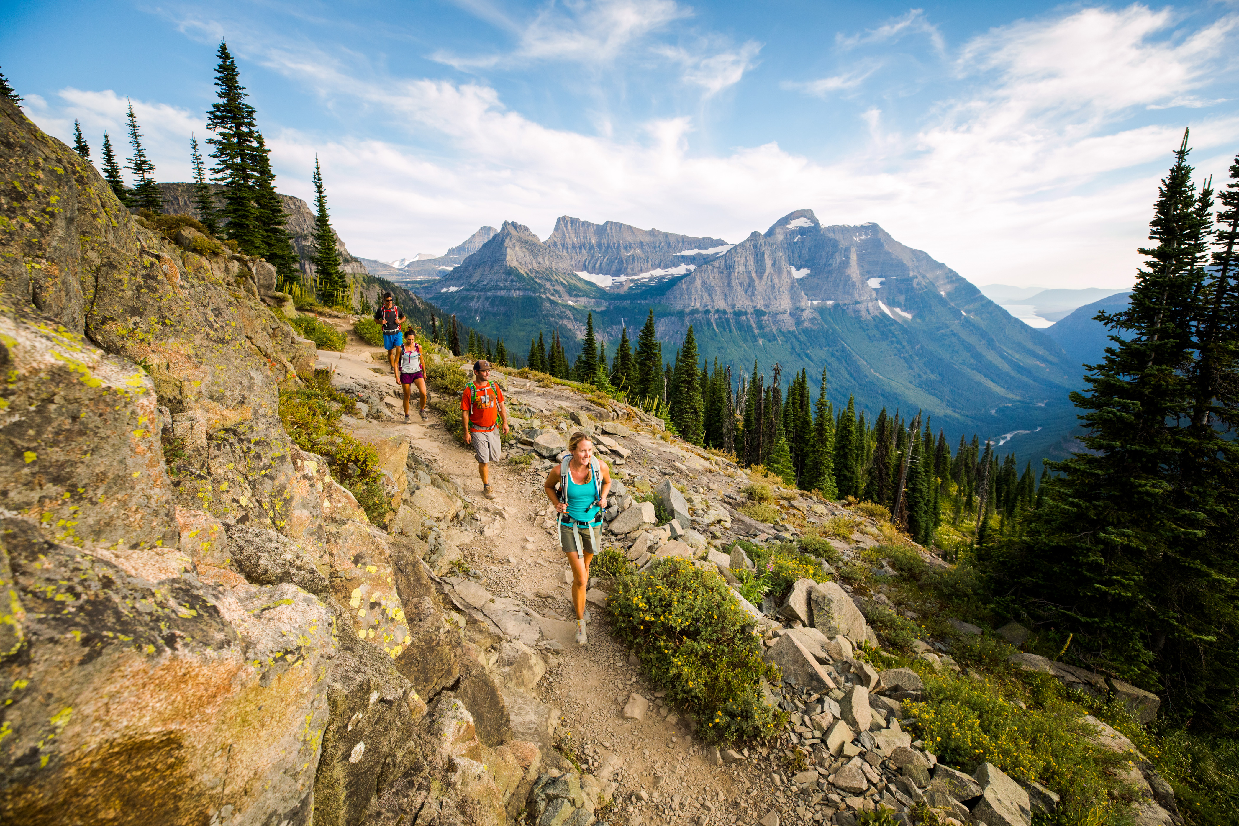 Wanderung auf dem Highline Trail im Glacier National Park in Montana