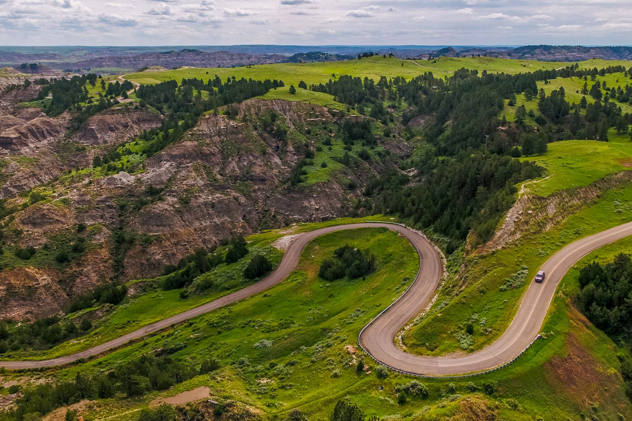 Schöne Straße im Makoshika State Park