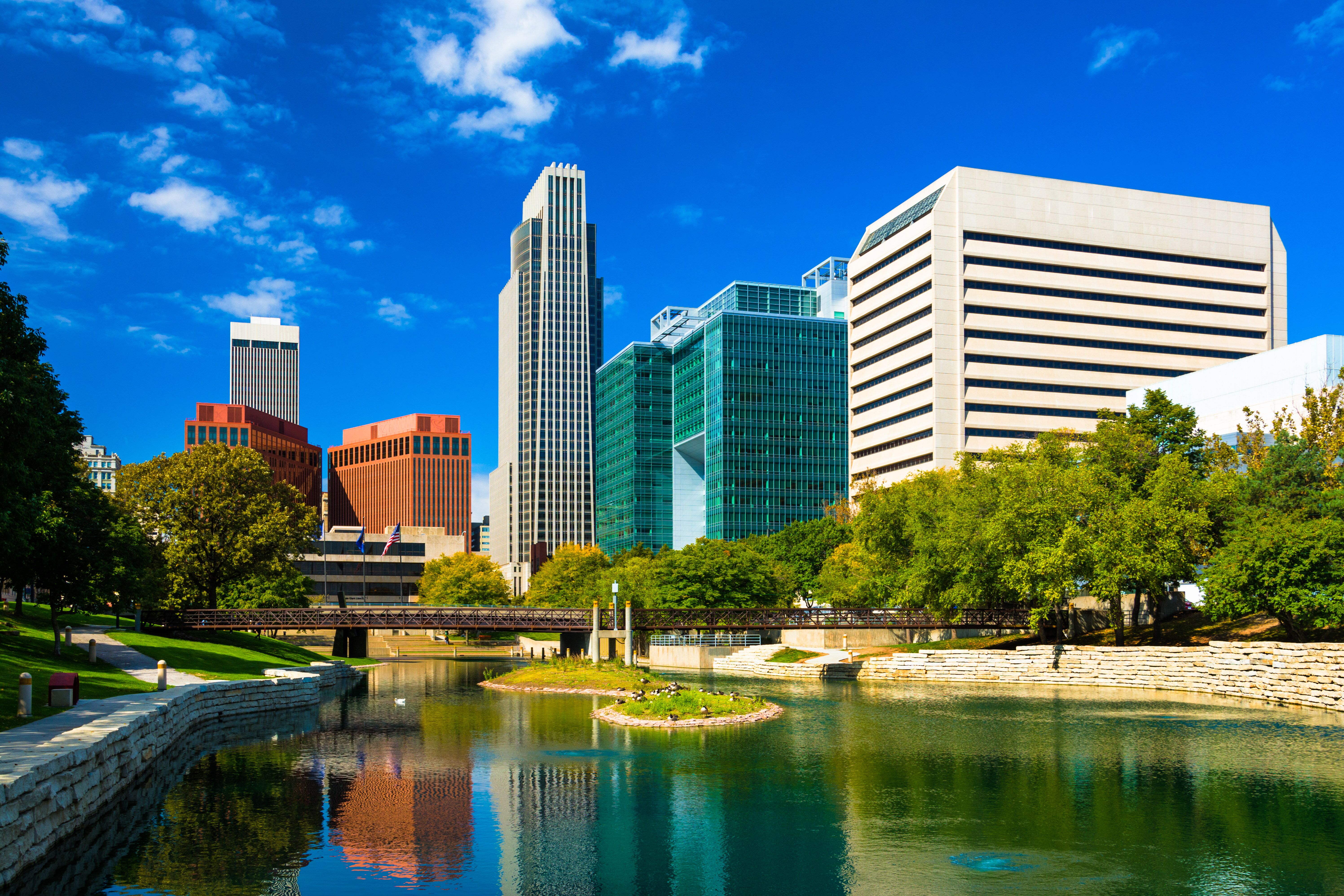 Die Sklyline der Stadt Omaha in Nebraska