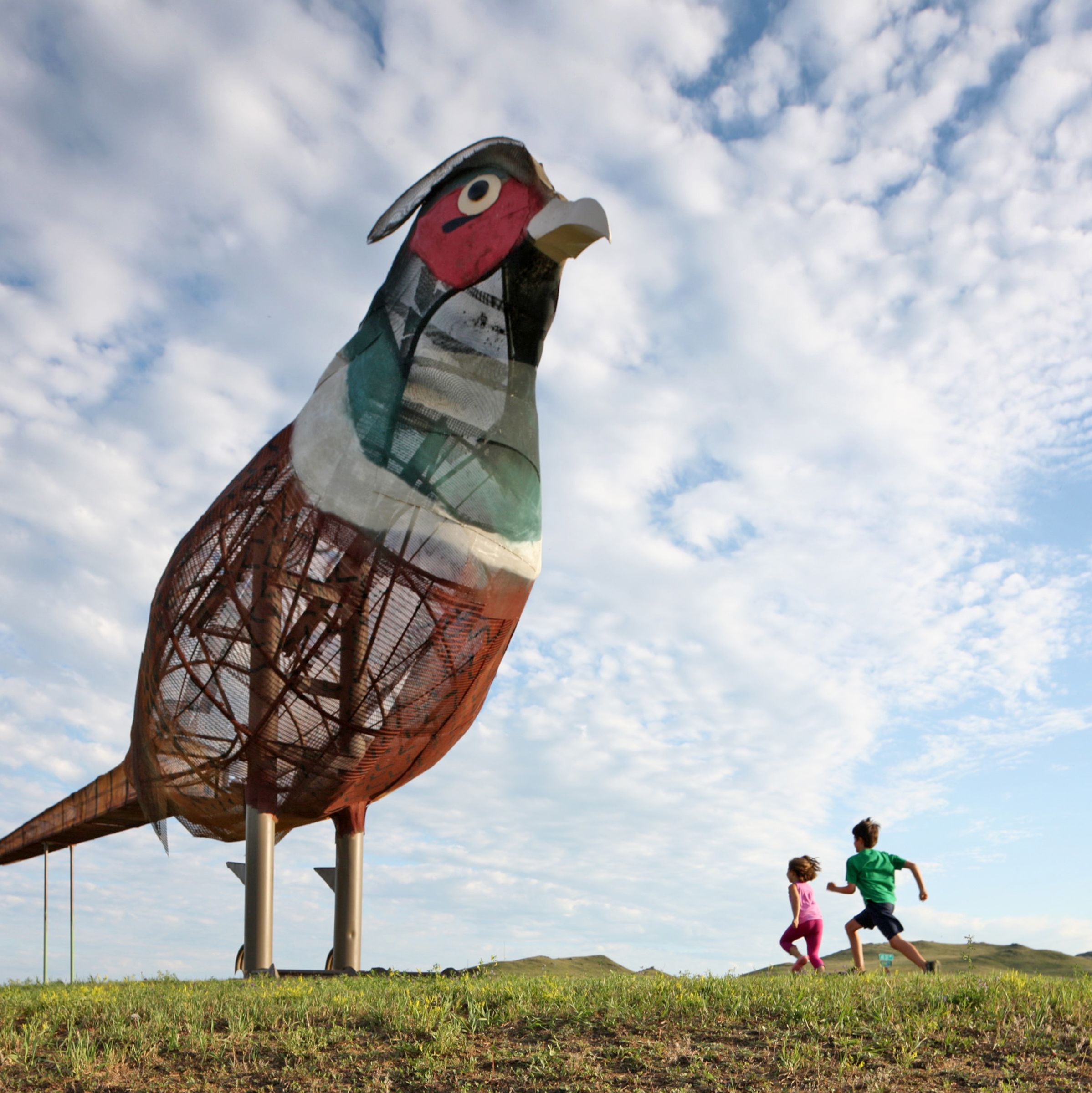 40 Fuss groÃŸe Metall Grasshopper am Enchanted Highway, North Dakota