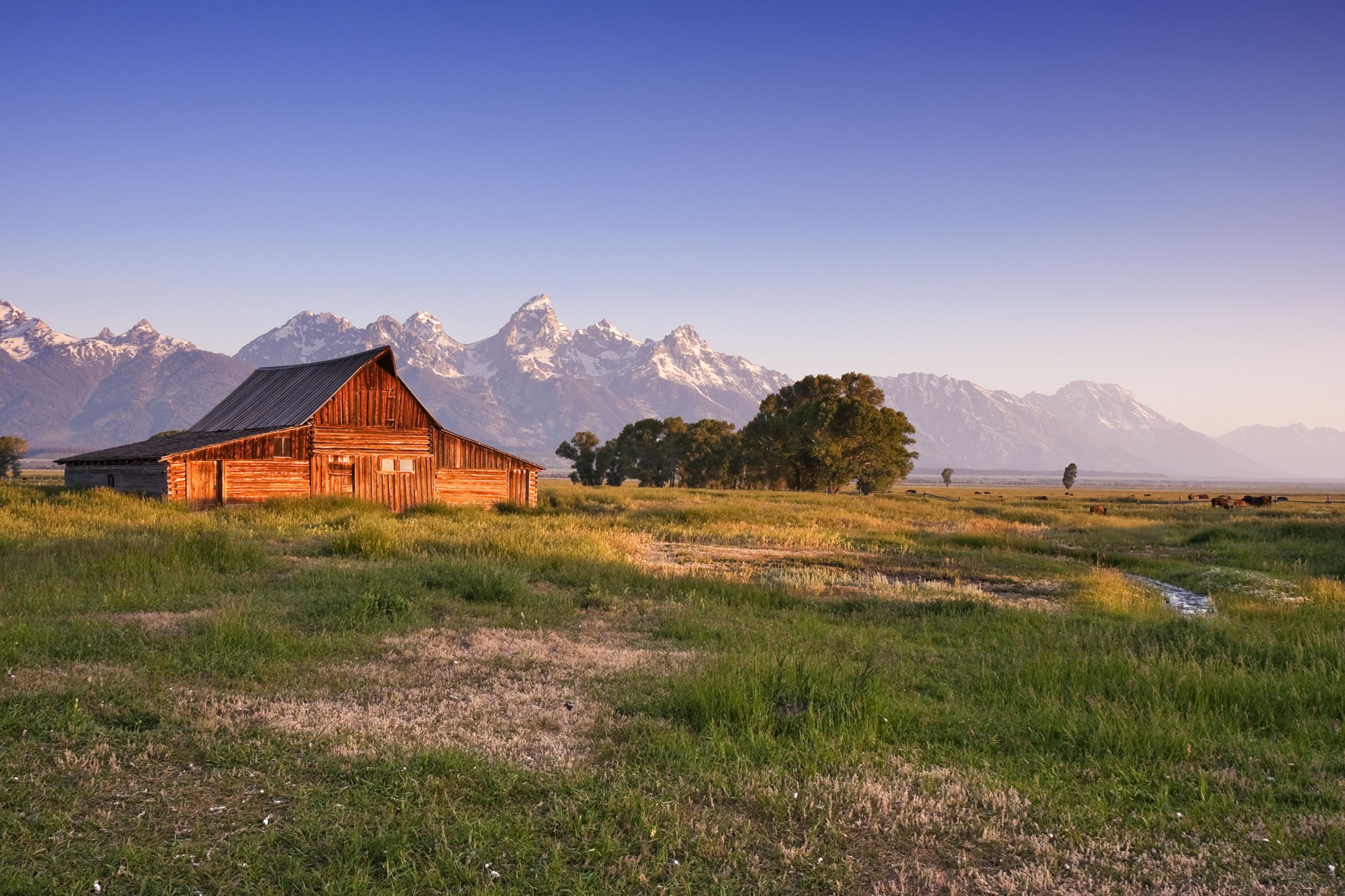 Eine Scheune des Mormon Row Bezirks im Grand-Teton-Nationalpark, Wyoming