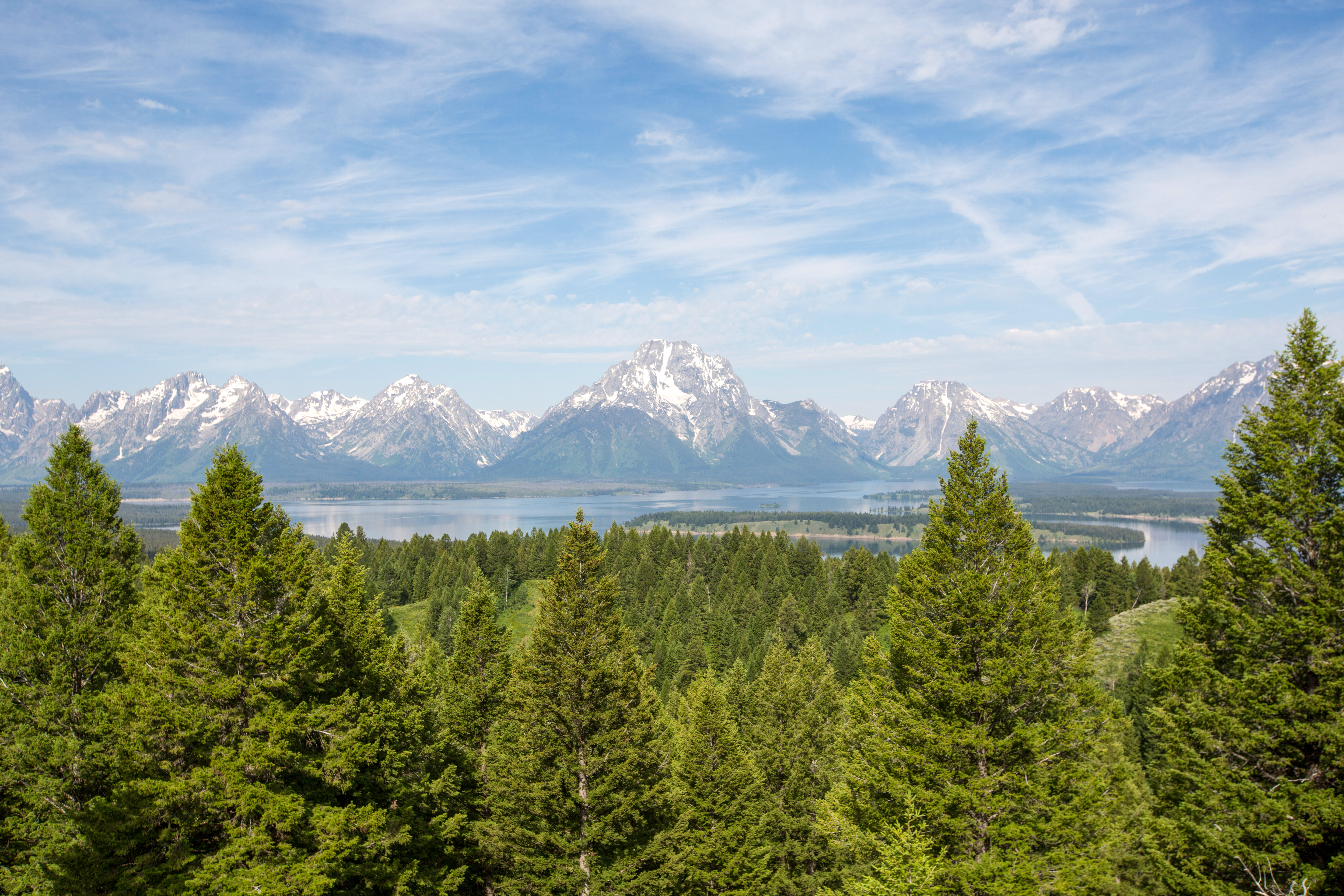 Blick auf die Teton Range von der Signal Mountain Road