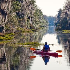 Kajaker im Okefenokee Swamp in Georgia