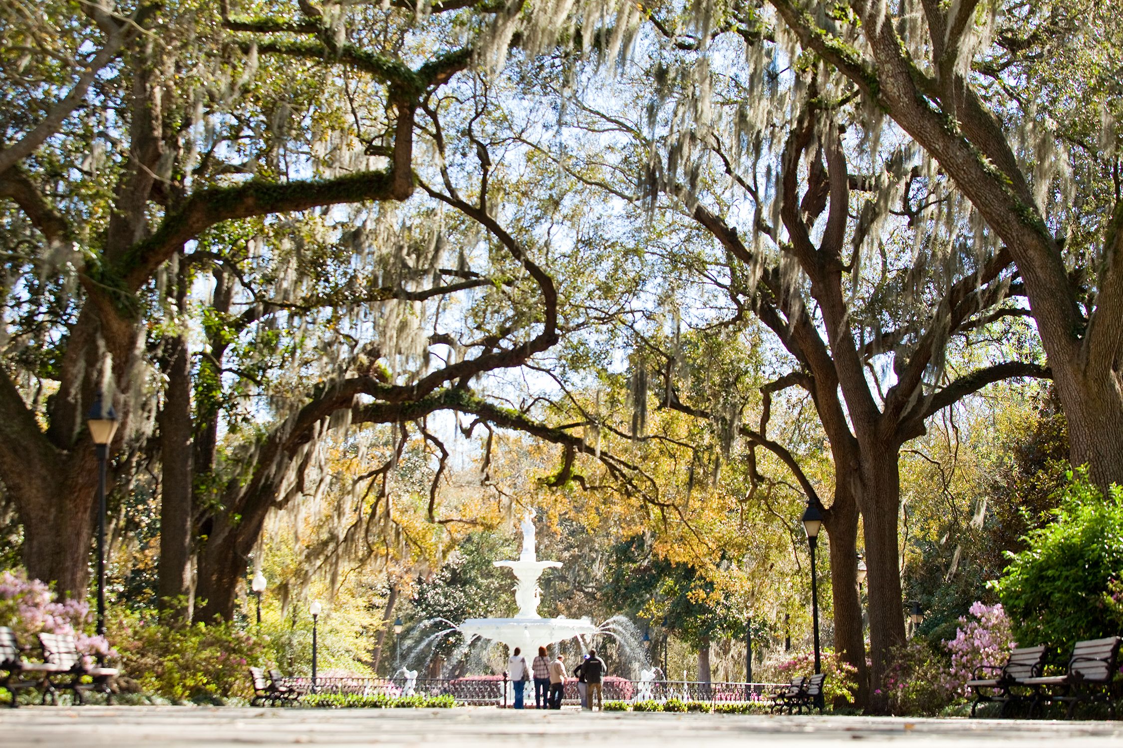 Springbrunnen auf dem Forsyth Square in Savannah, Georgia