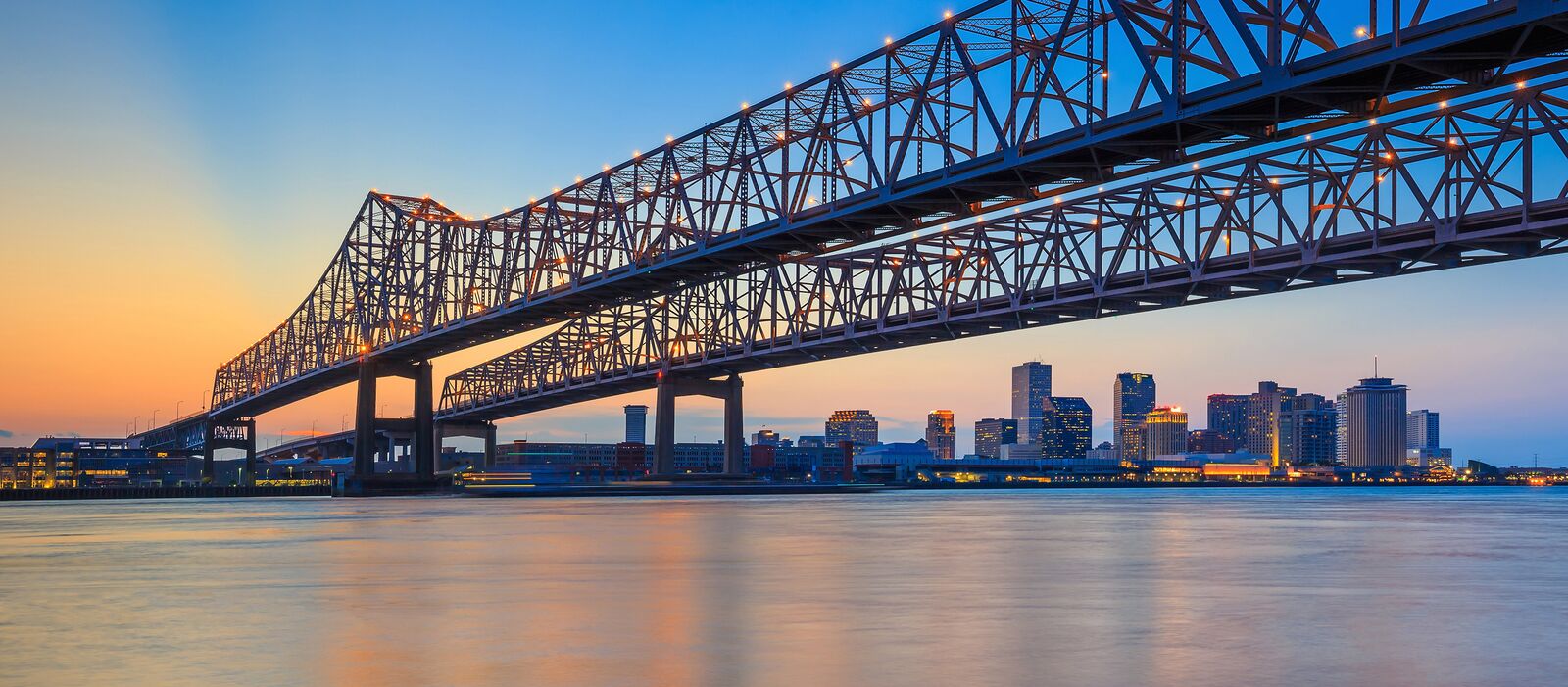 The Crescent City Connection, Mississippi River, New Orleans, Louisiana