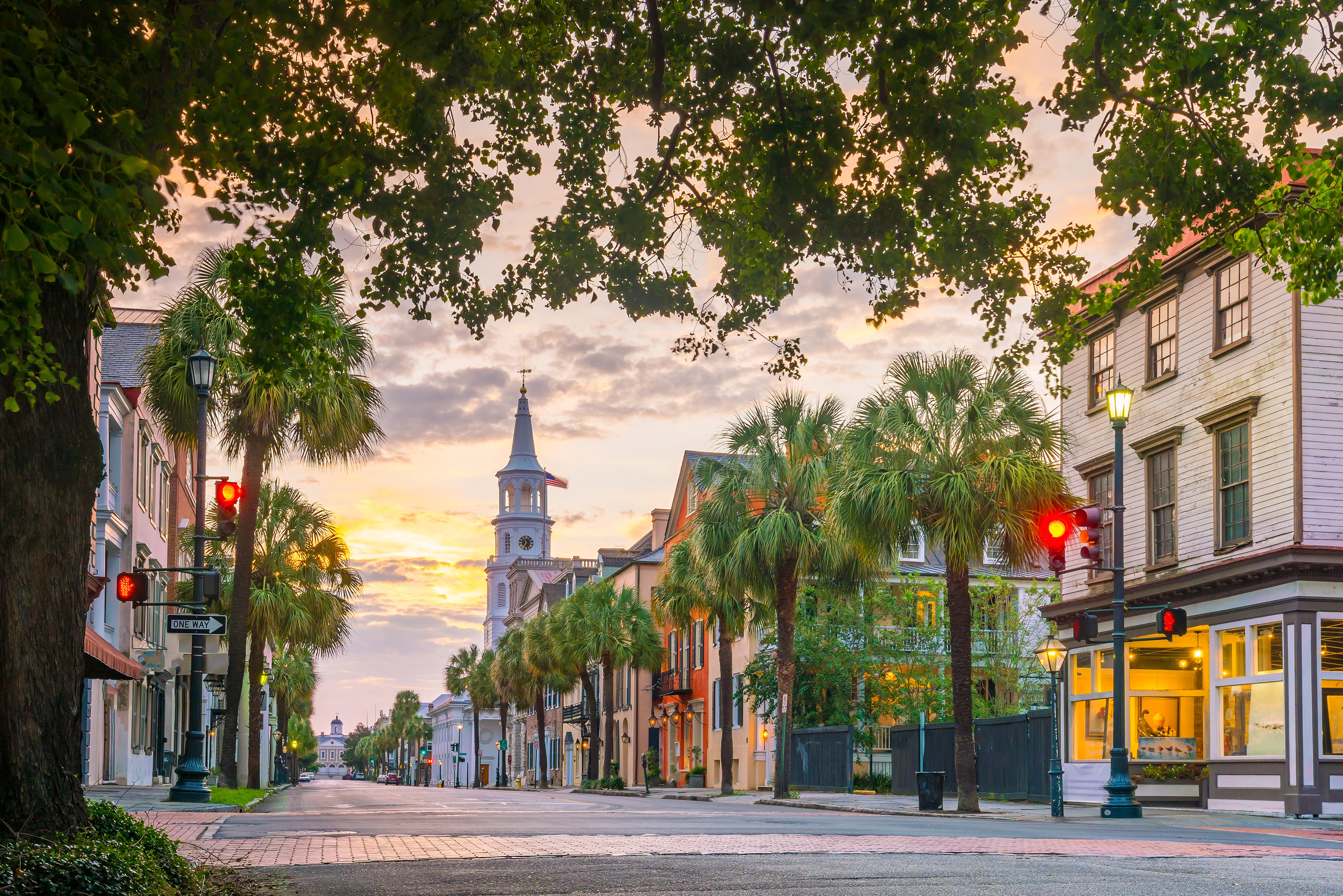 Blick auf die historische Innenstadt von Charleston, South Carolina