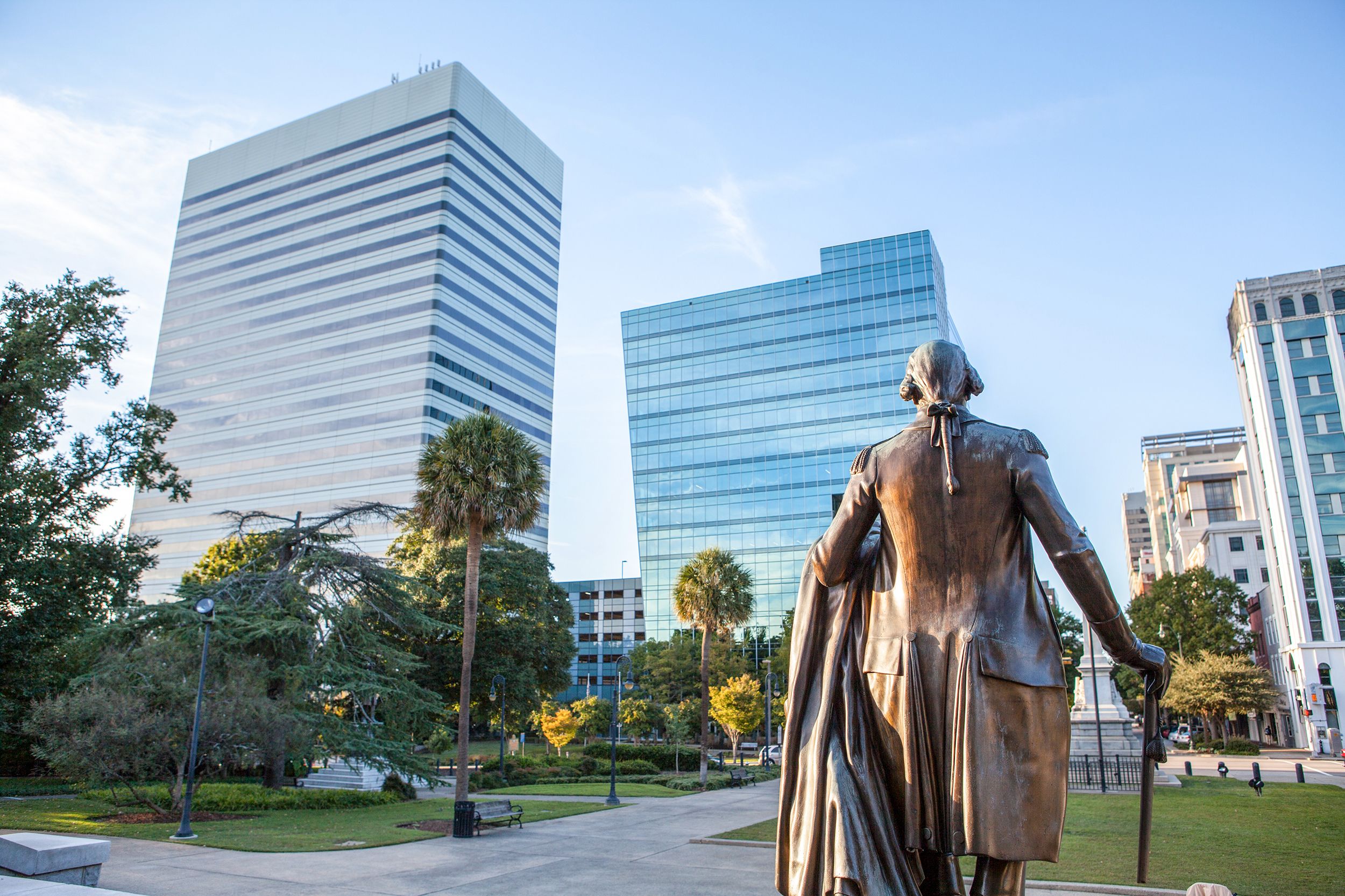 Die Kolumbus Statue vor dem Carolina State House in Columbia