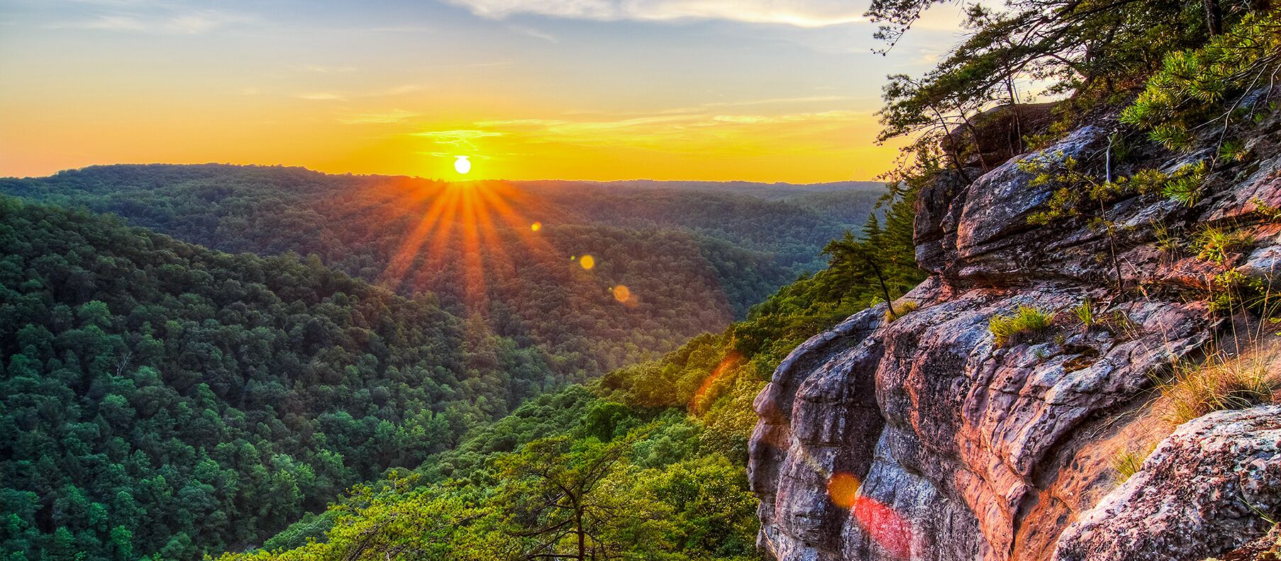 Sonnenuntergang in den Rocky Mount ains und Big South Fork National River in Tennessee