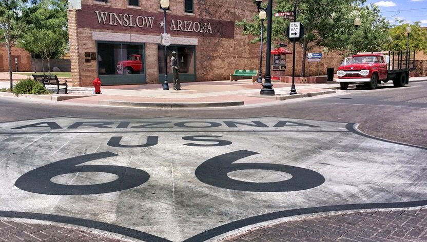Stopp an der Route 66 in Winslow Stopp an der Route 66 in Winslow