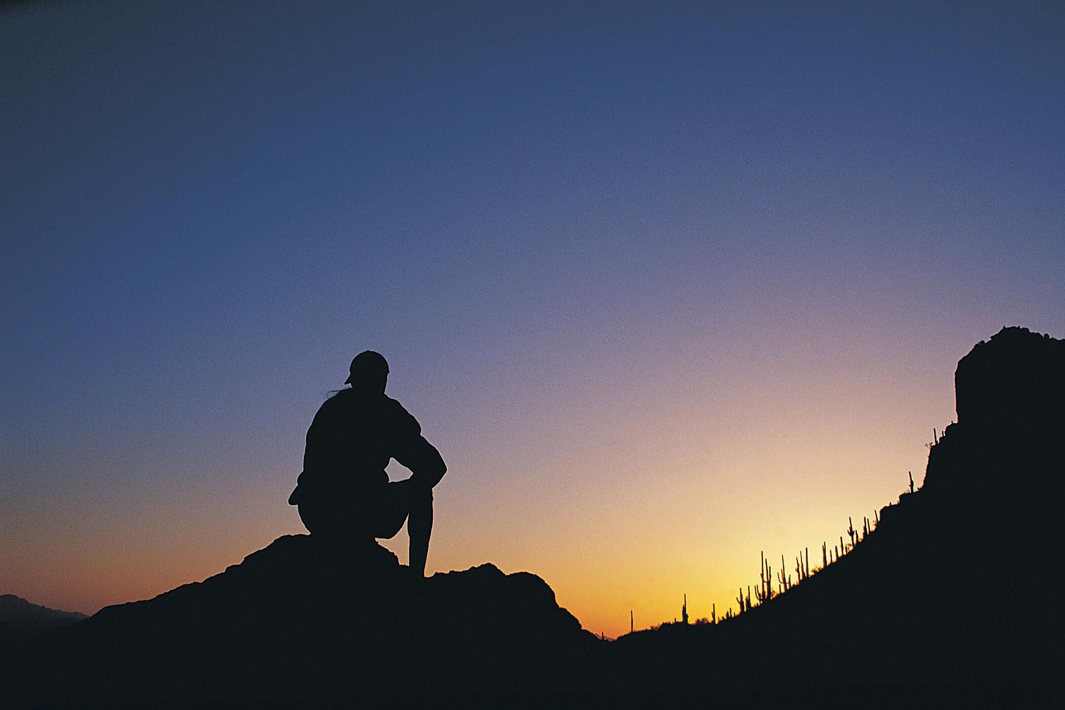 Hiker at Sunset in Tucson, Arizona