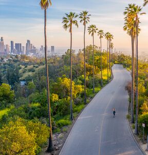 Aufnahme einer Drohne von der Innenstadt Los Angeles