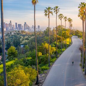 Aufnahme einer Drohne von der Innenstadt Los Angeles