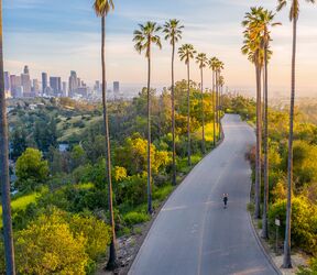 Aufnahme einer Drohne von der Innenstadt Los Angeles