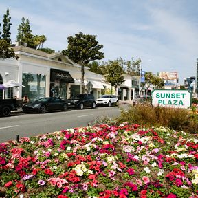 Blick über die Sunset Plaza in West Hollywood, Kaliforn