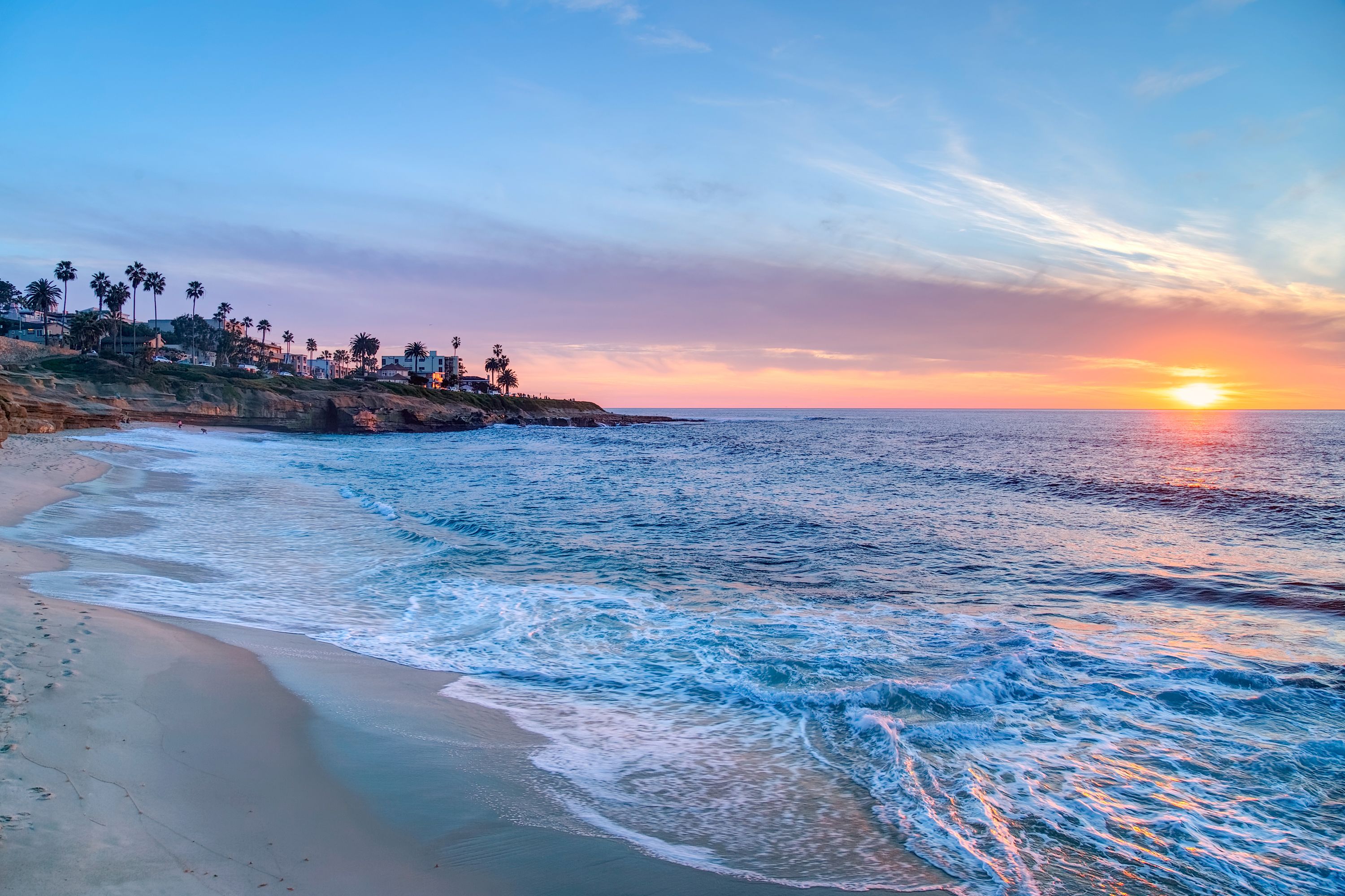 Sonnenuntergang am Strand von La Jolla, San Diego, Kalifornien