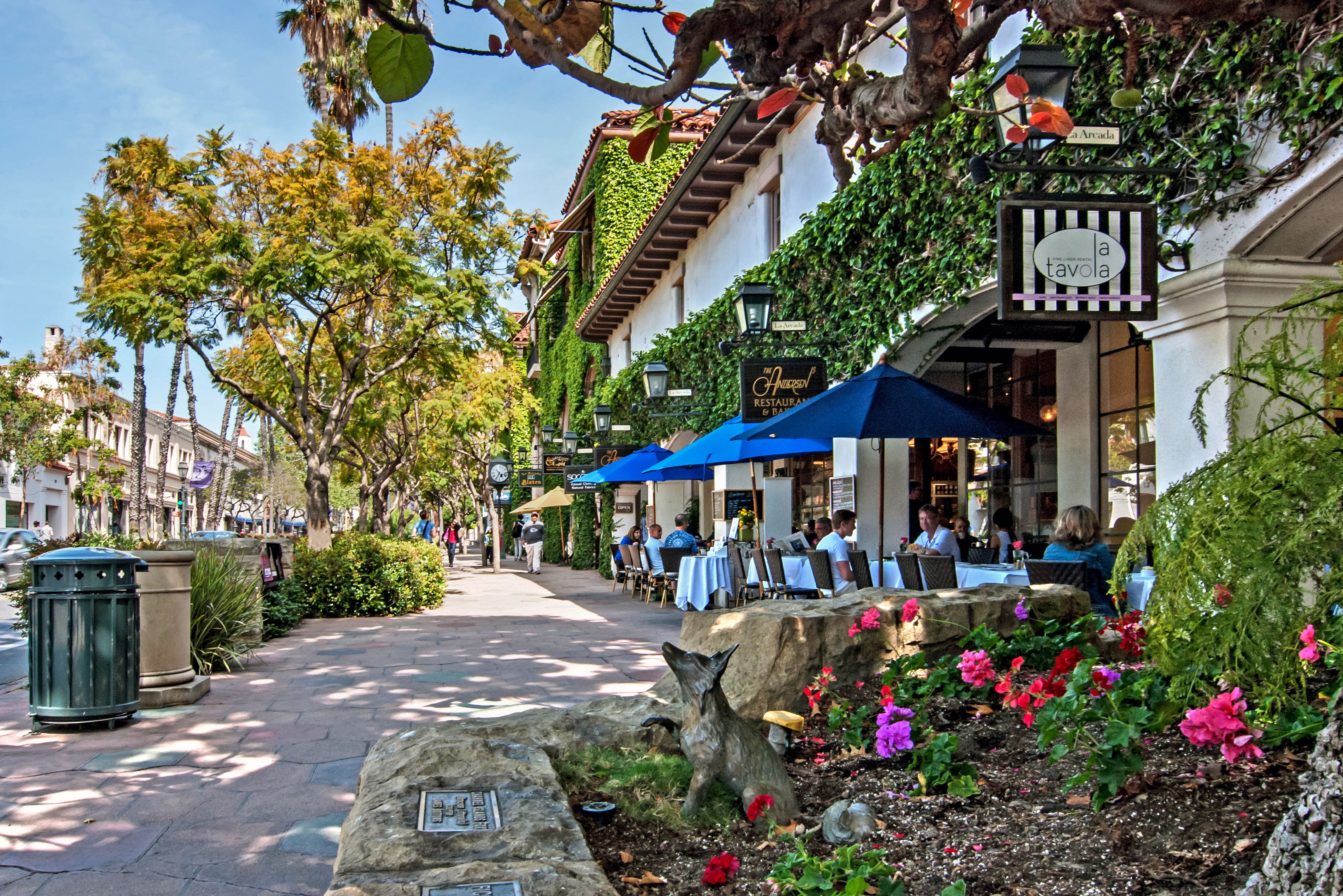 Santa Barbara, Shops on State Street in the city of Santa Barbara in southern California