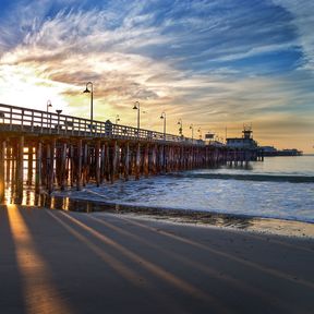 Santa Cruz Wharf bei Sonnenuntergang