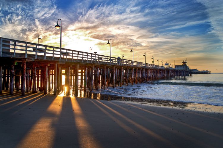 Santa Cruz Wharf bei Sonnenuntergang