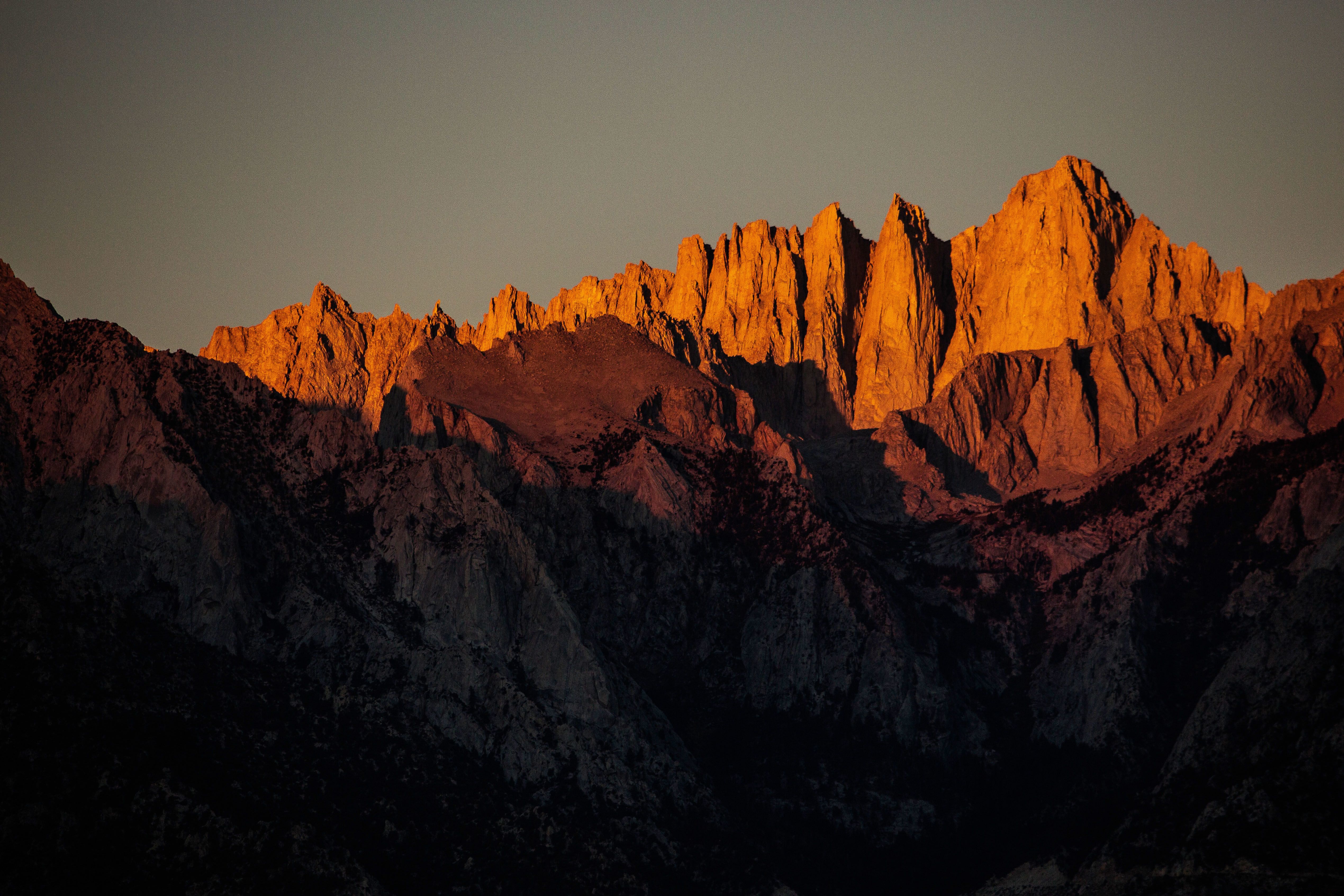 Mt. Whitney, right, the highest peak in the lower 48 state near Lone Pine, California.