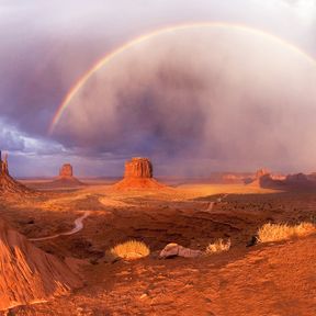 Regenbogen Ã¼ber dem Monument Valley, Mexican Hat