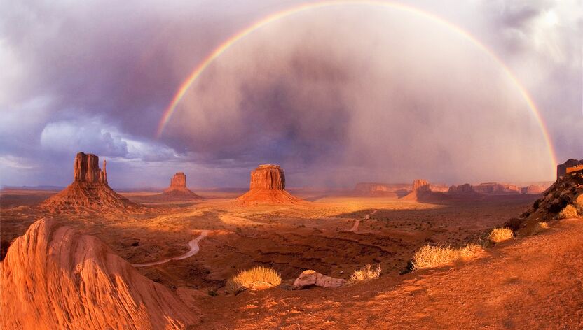 Regenbogen Ã¼ber dem Monument Valley, Mexican Hat