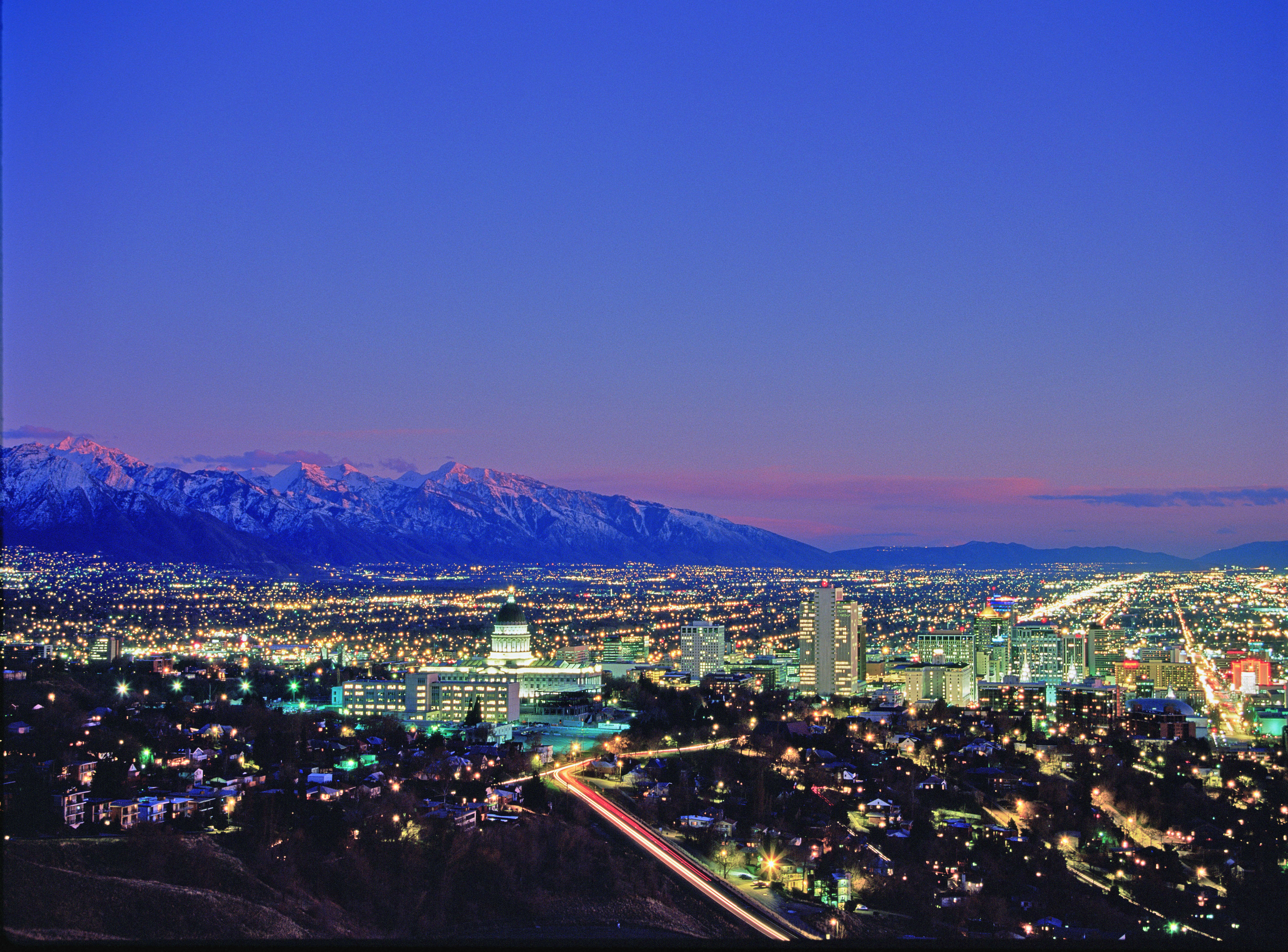 Salt Lake City bei Nacht, Utah