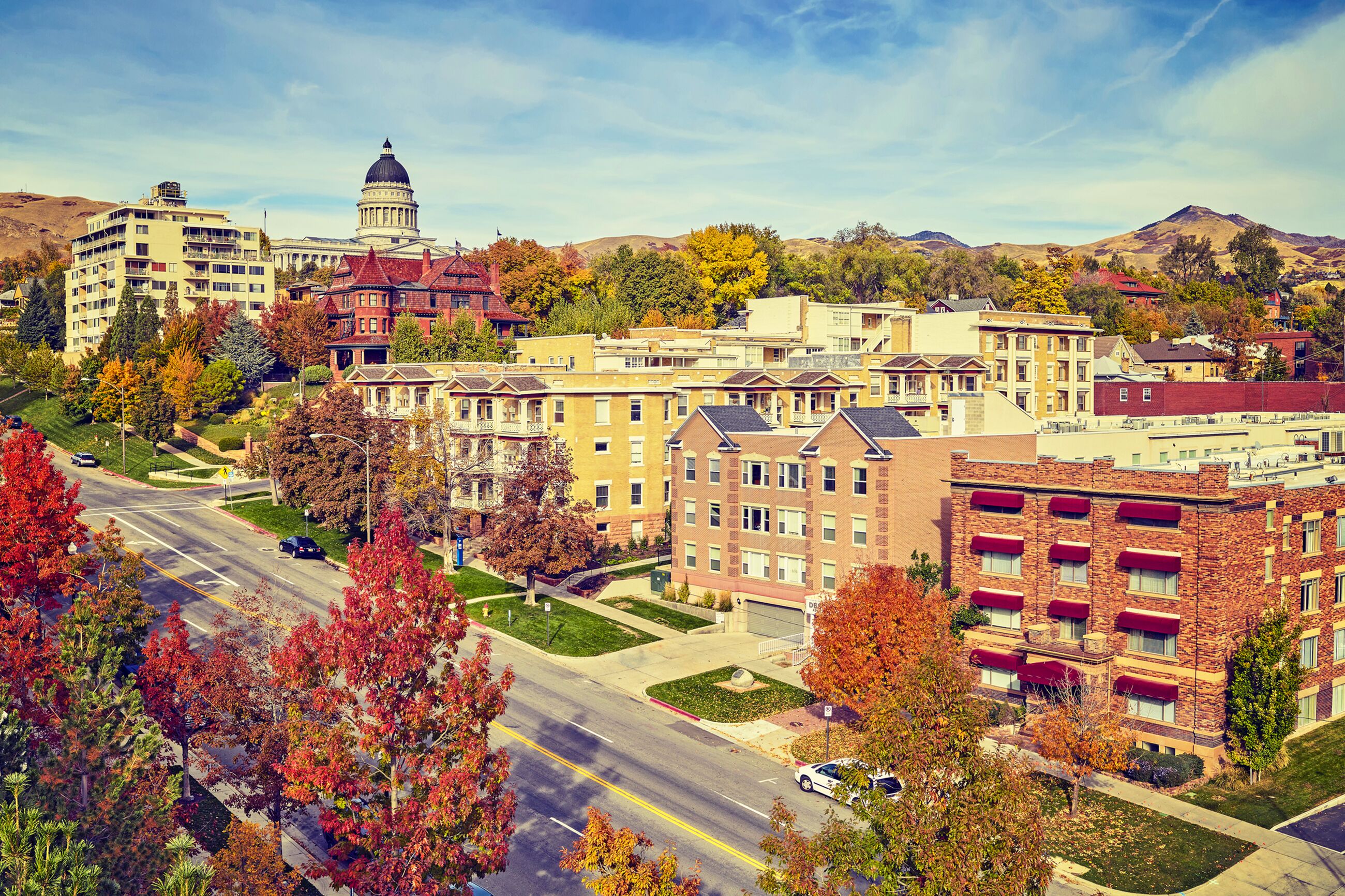 Salt Lake City in Utah in herbstliche Farben getaucht