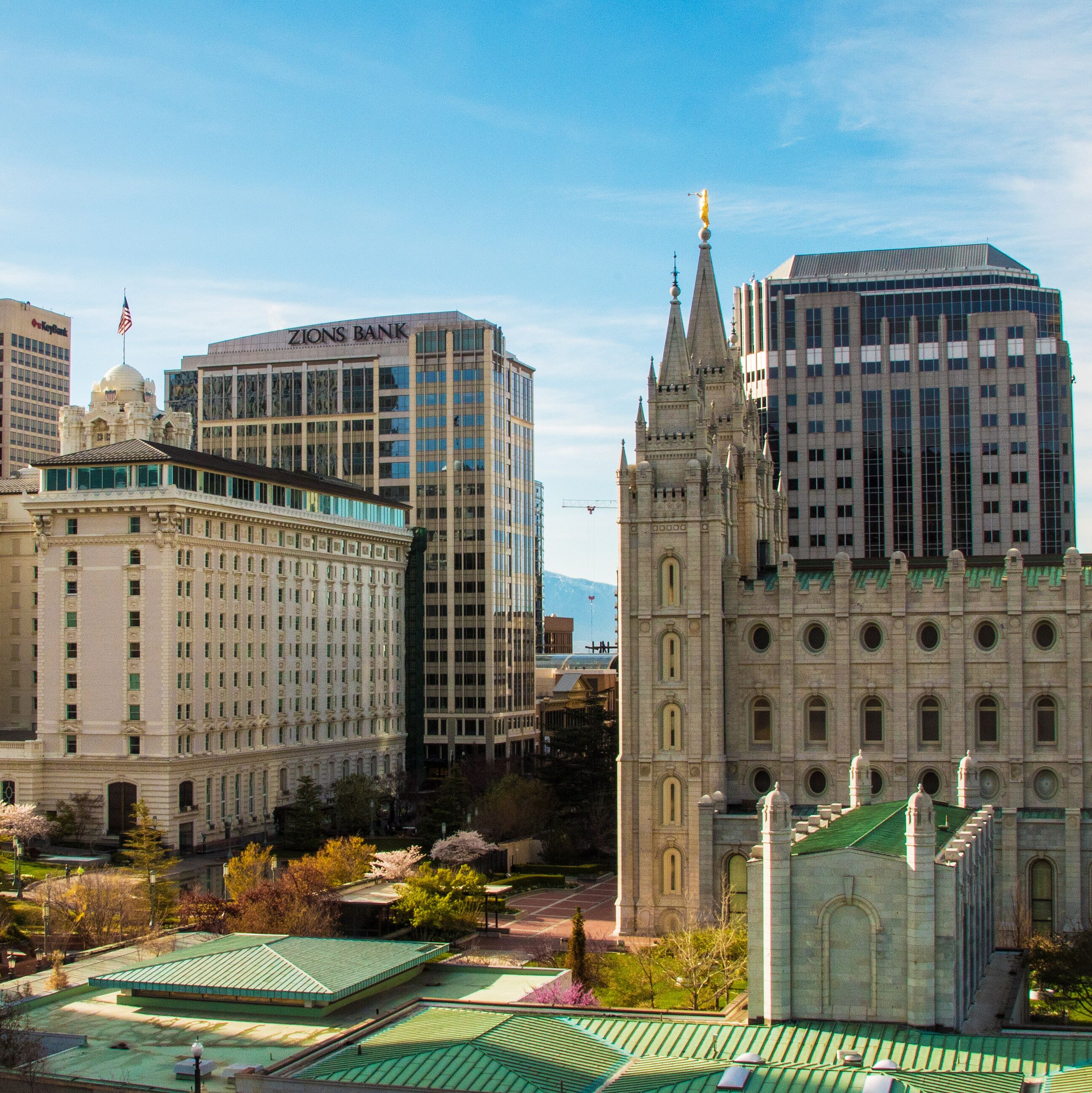 Blick auf den Temple Square in Salt Lake City