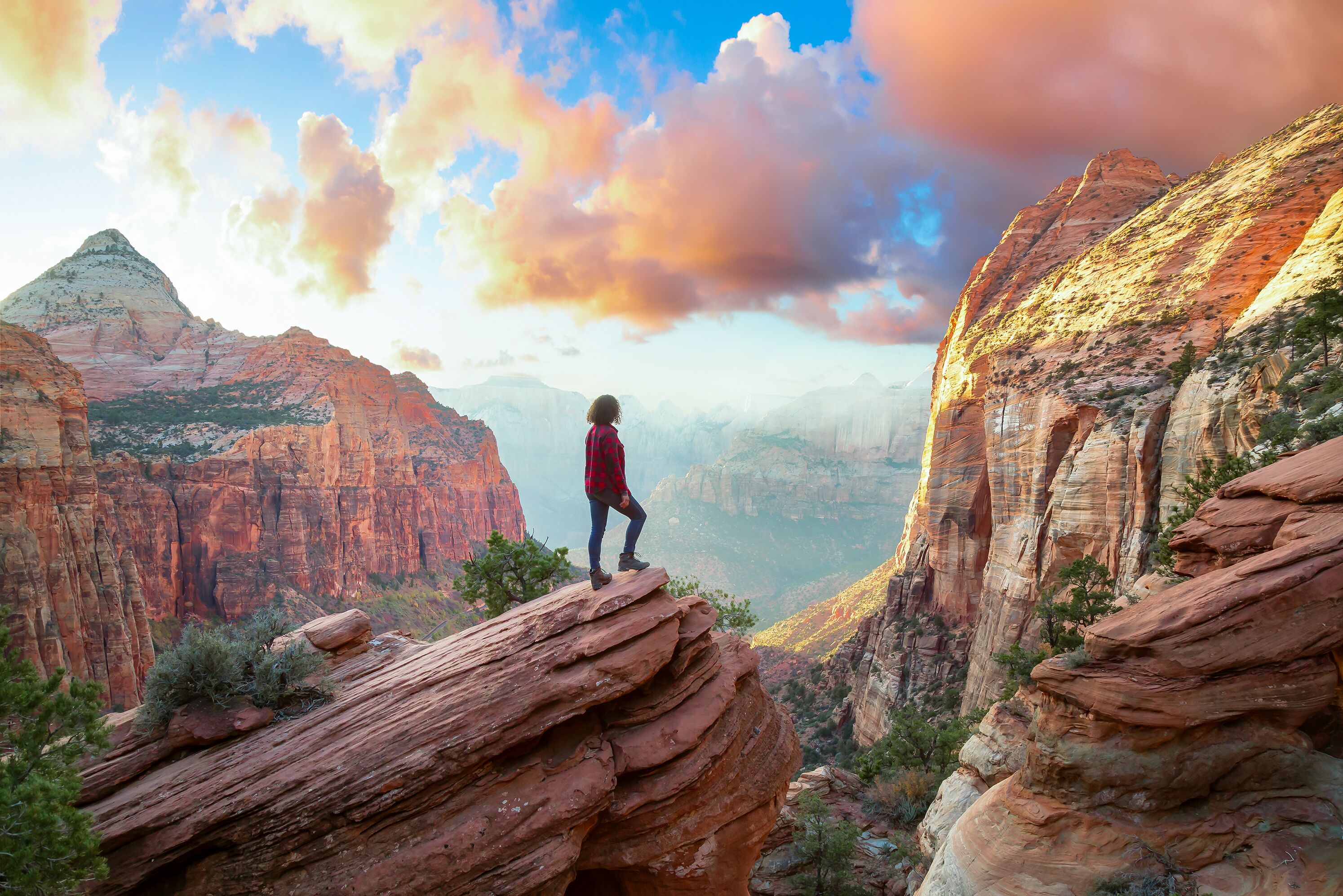 Atemberaubender Blick auf den Canyon im Zion National Park in Utah