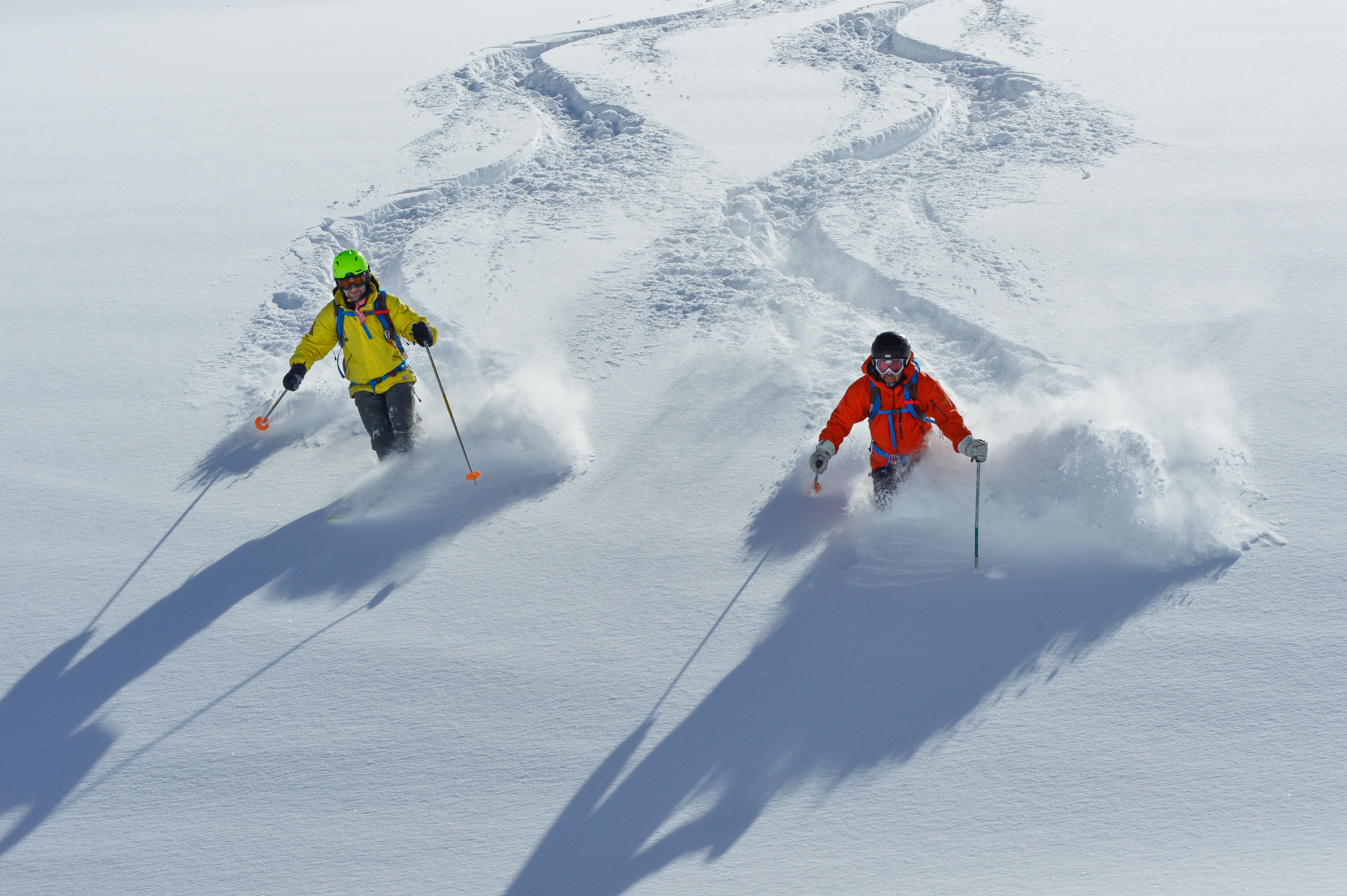 Skifahrer im Powderschnee