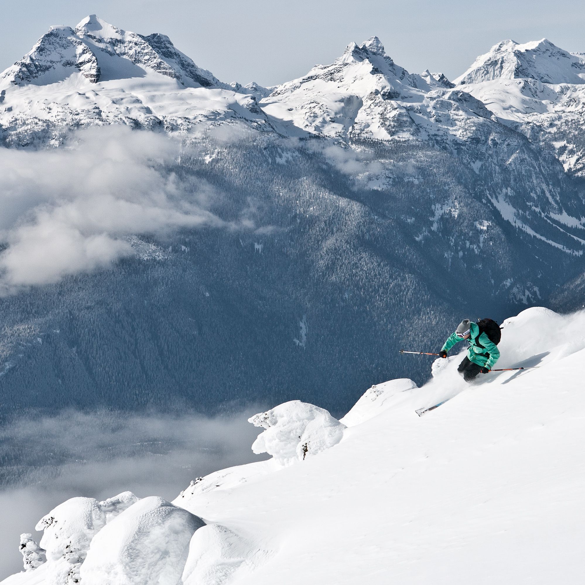 Skifahrer im Revelstoke Mountain Resort