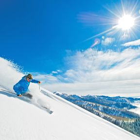 Abfahrt im besten Powder