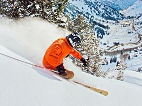 Skifahrer in frischem Powder