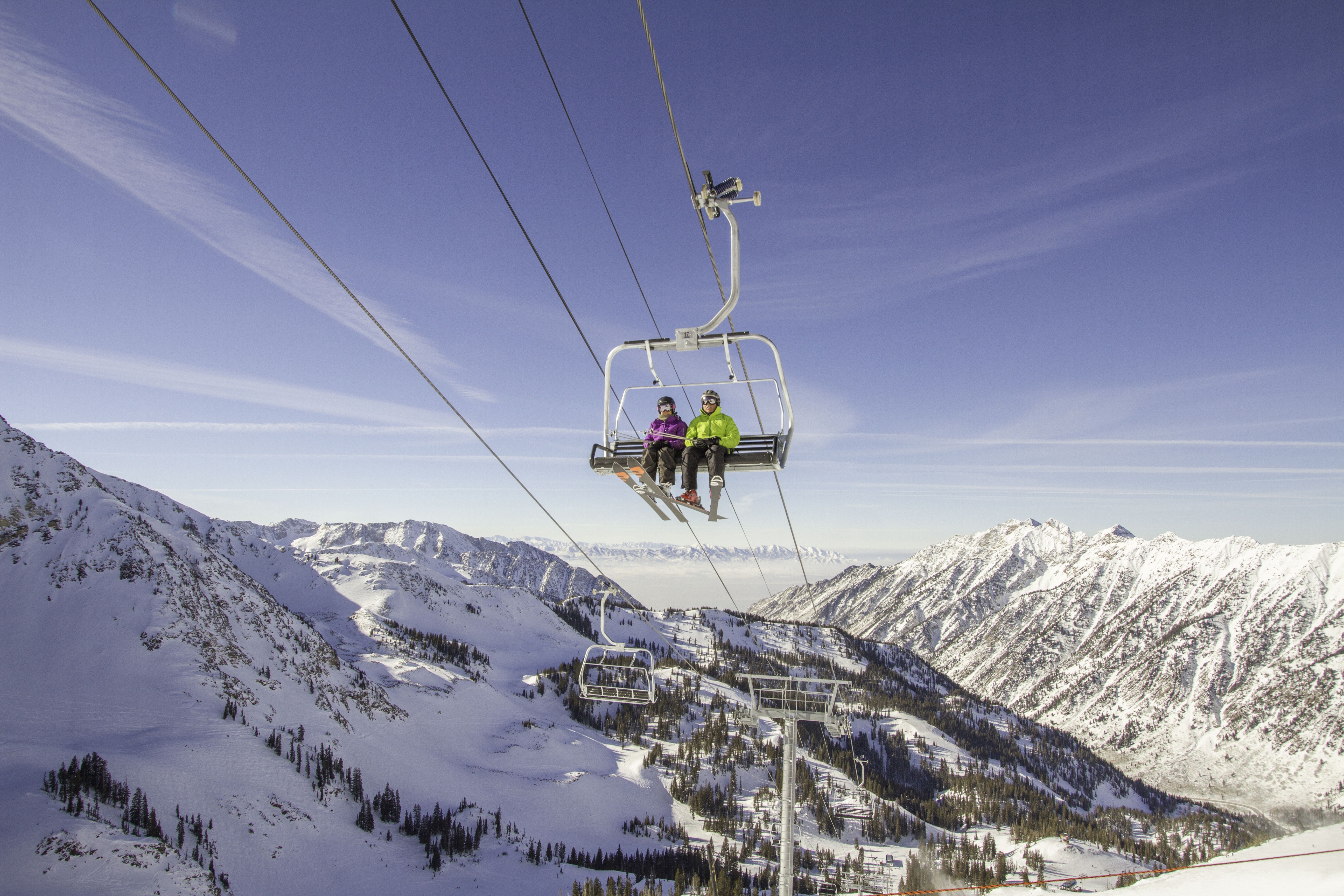 Ein Skilift im Snowbird Skigebiet in Utah