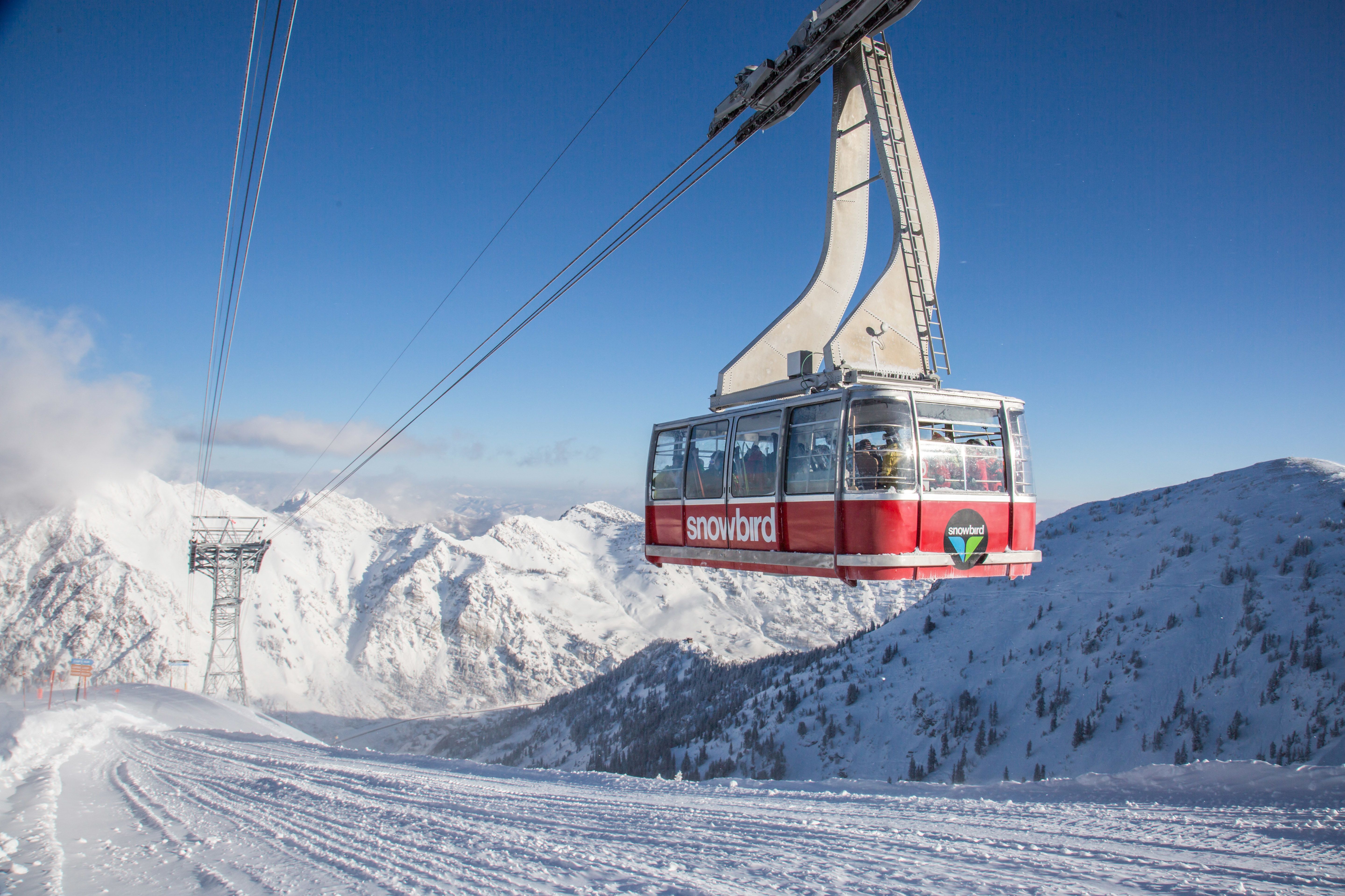 Eine Gondel im Snowbird Skigebiet in Utah